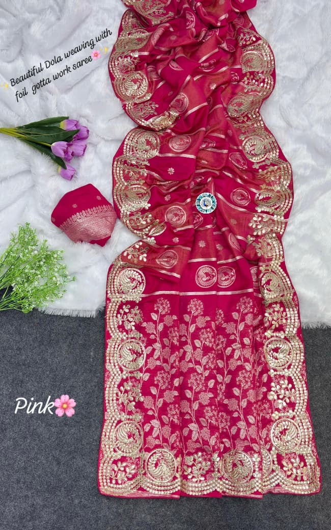 c-pallu gota foil work saree