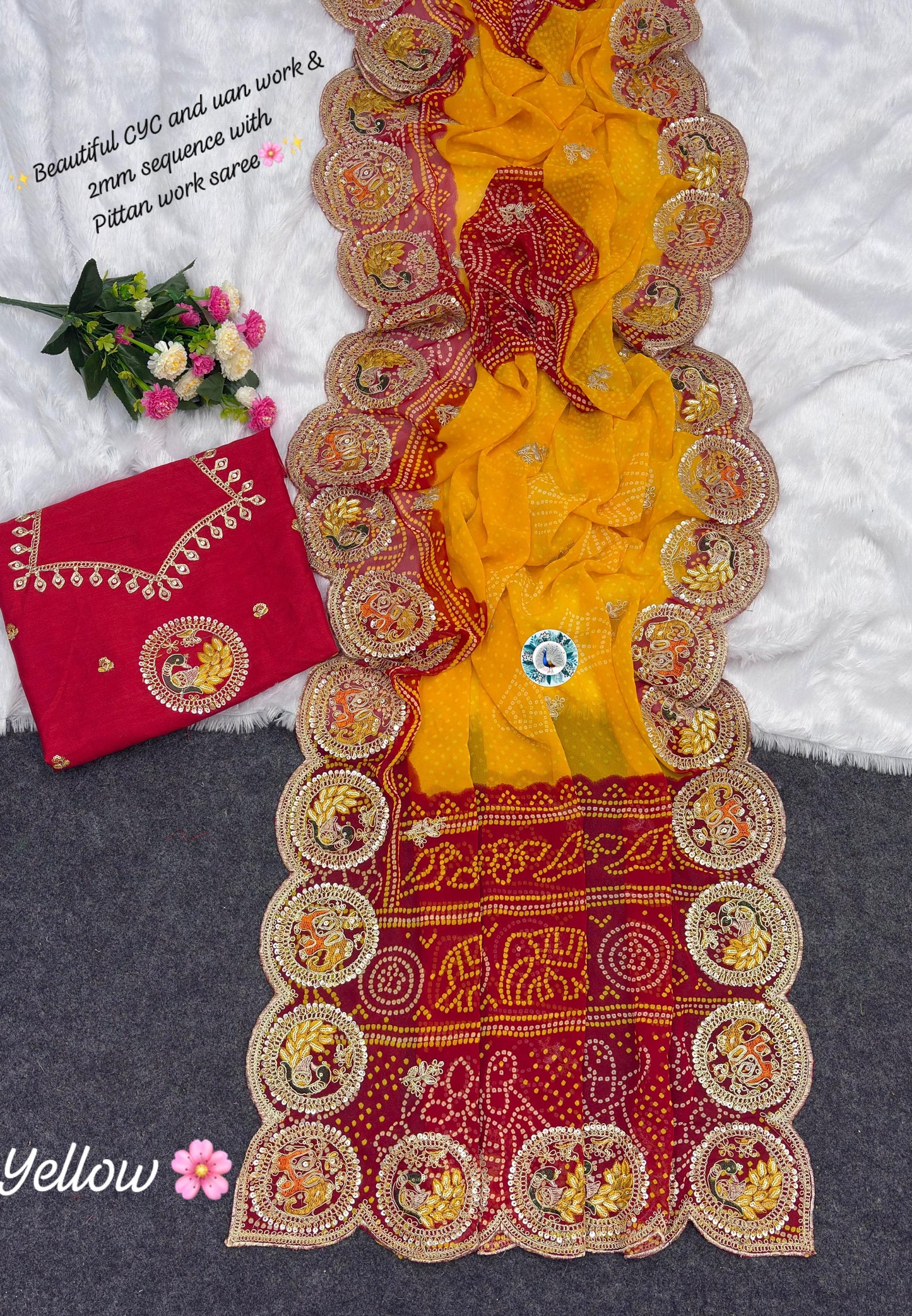 Boutique Bhandej Designer Saree 🦚