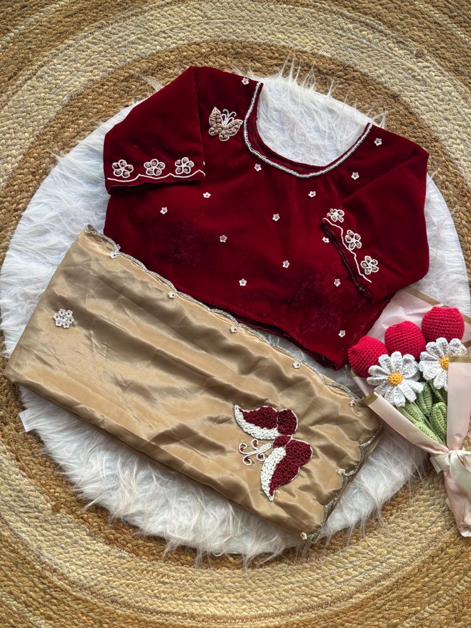 Butterfly Ring Handwork HO Silk Saree ✨