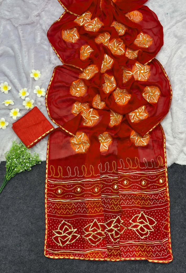 Golden Art Silk Bandhej Saree – Trending Collection ✨