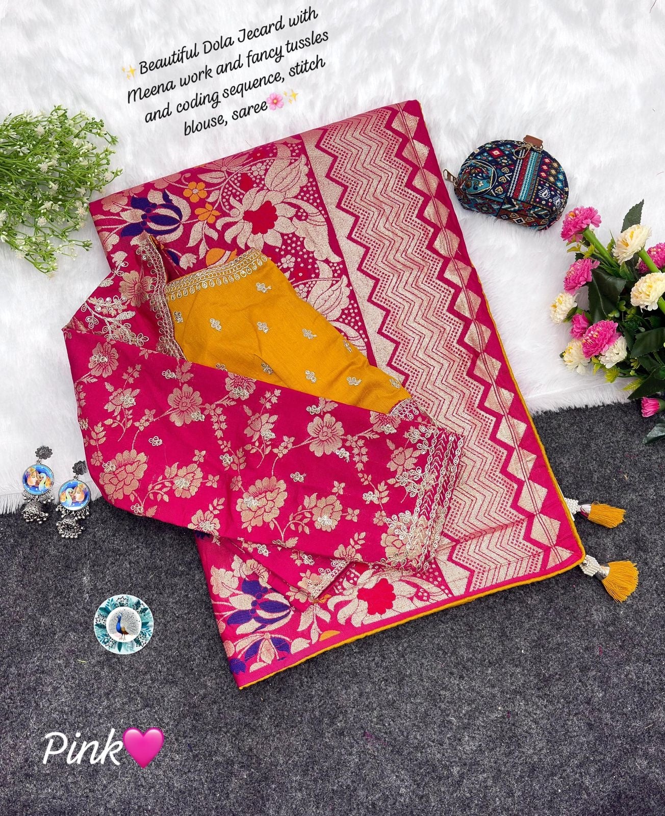 Luxury Russian Silk Saree with Designer Double Blouse Concept ✨