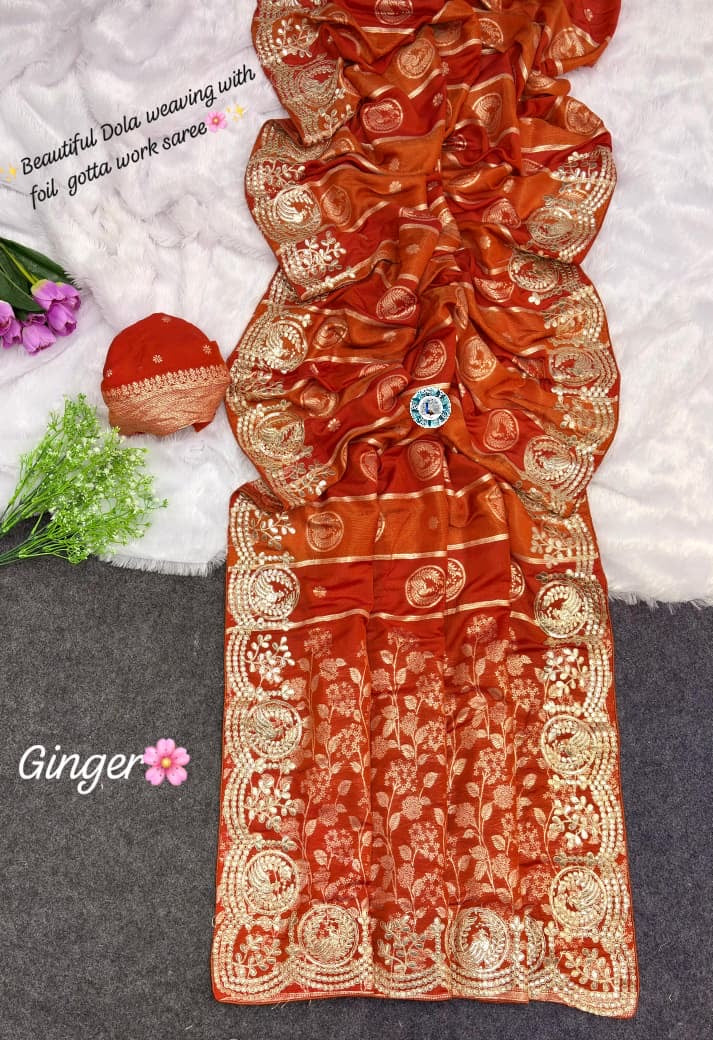 c-pallu gota foil work saree