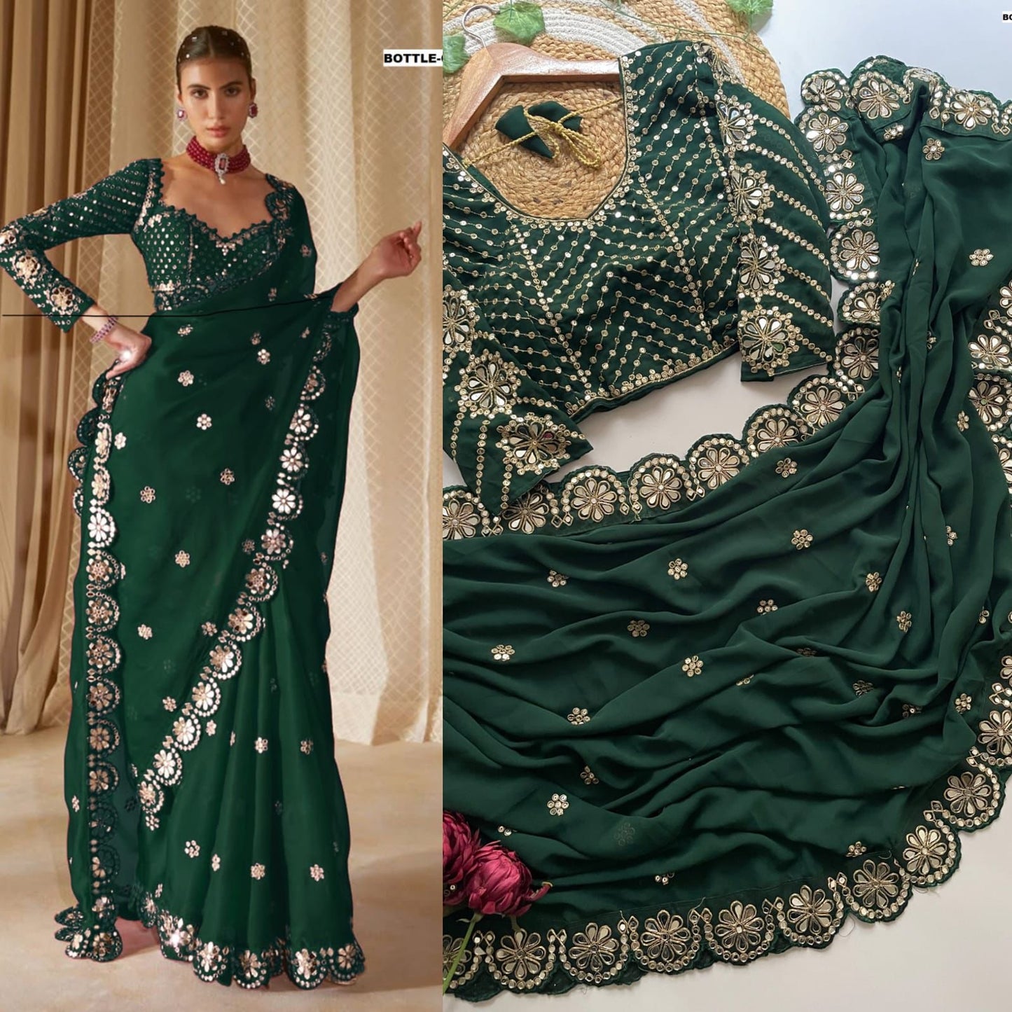 mirror border saree