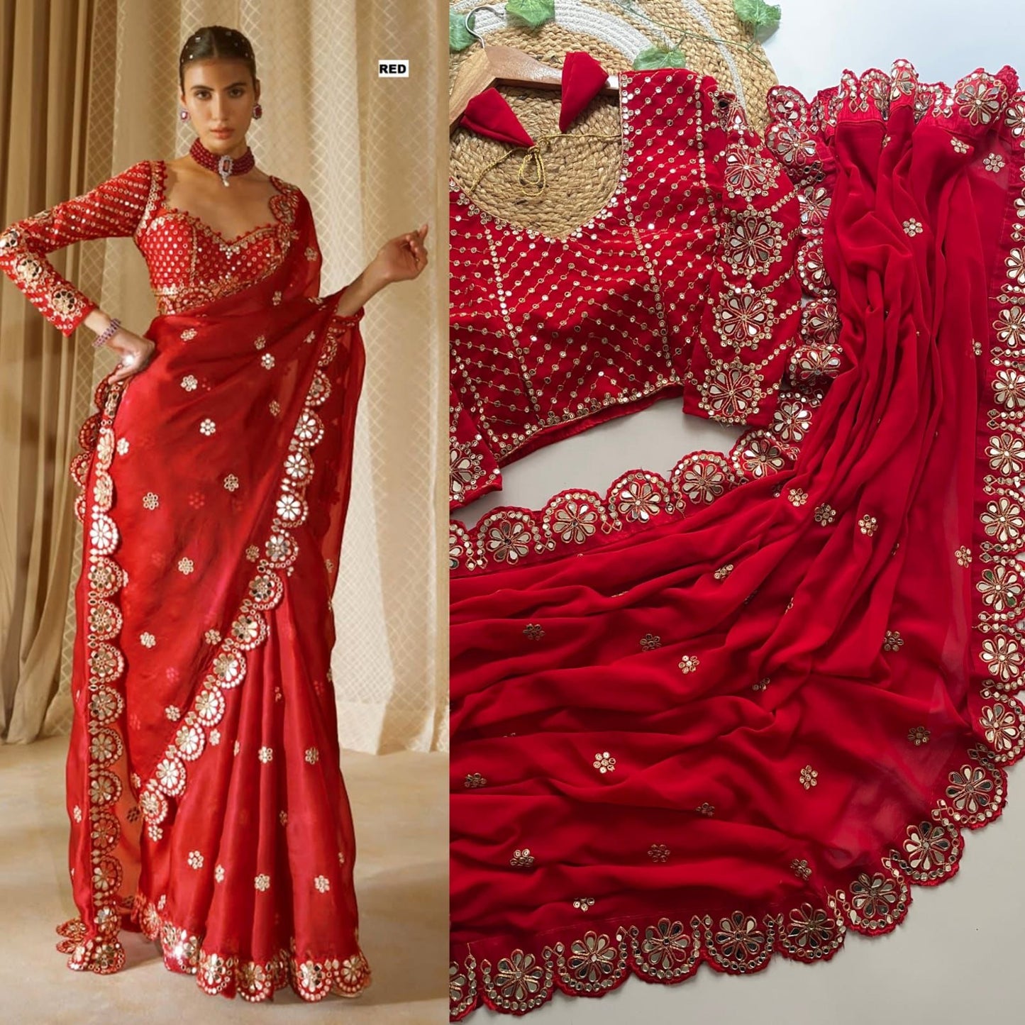 mirror border saree