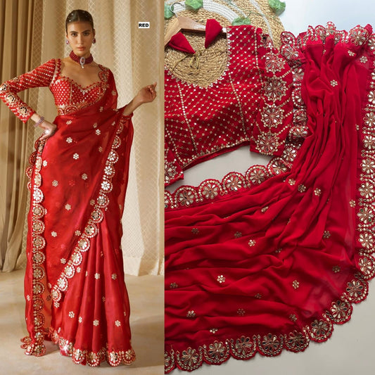 mirror border saree