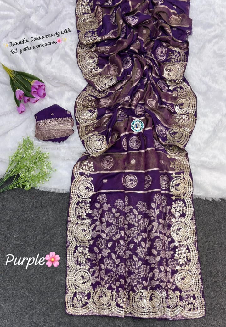 c-pallu gota foil work saree