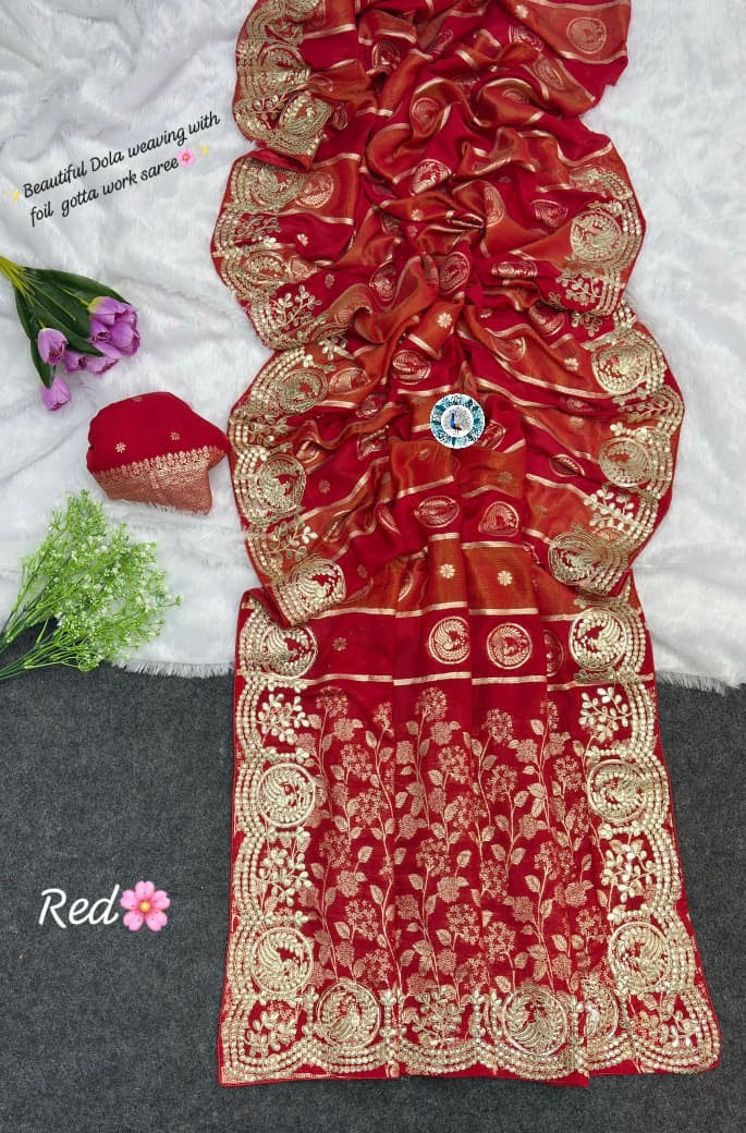 c-pallu gota foil work saree