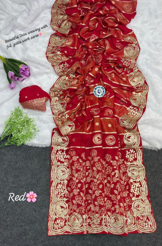 c-pallu gota foil work saree