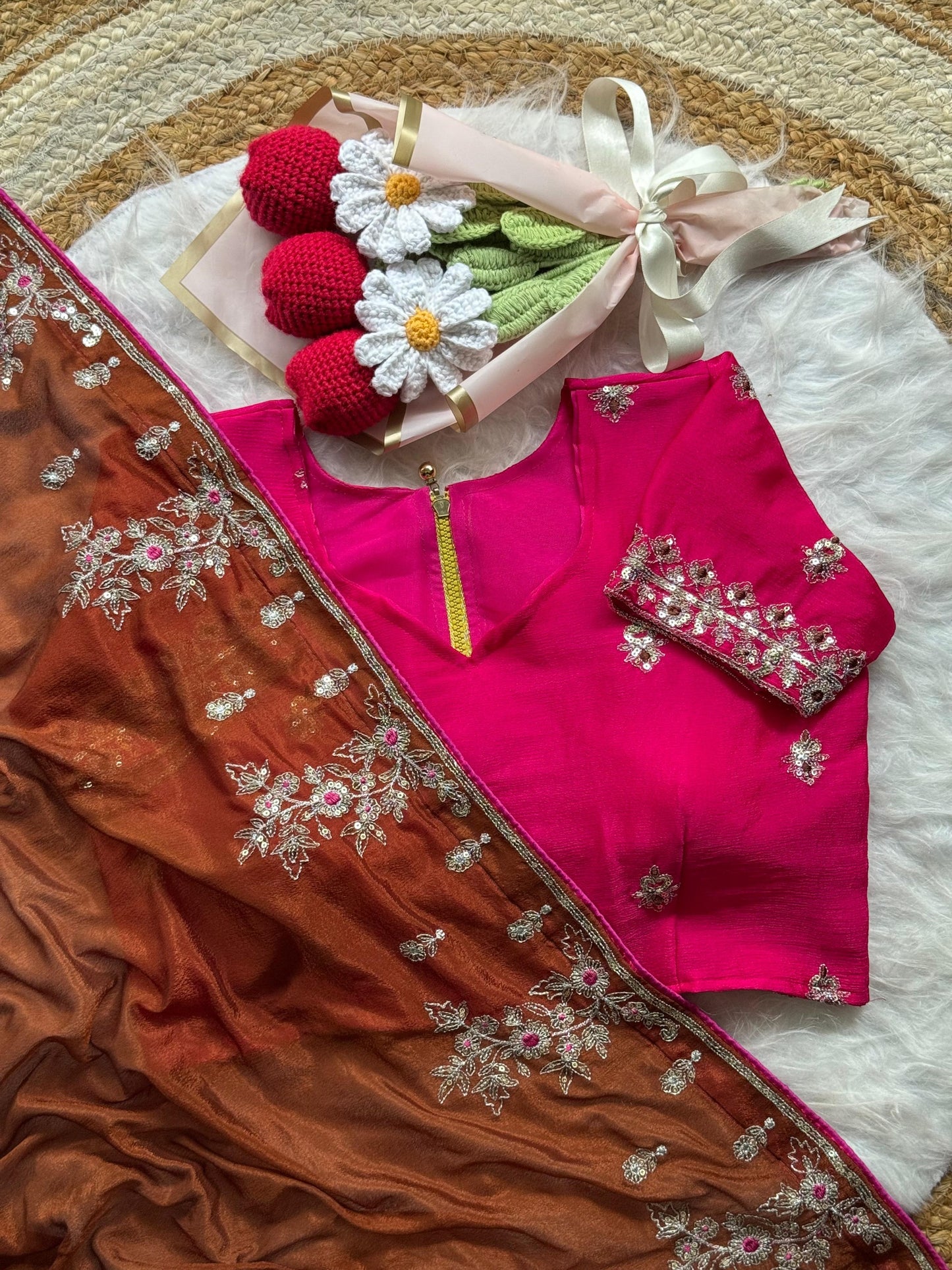 pure chinon saree