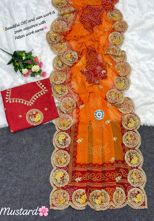 Boutique Bhandej Designer Saree 🦚