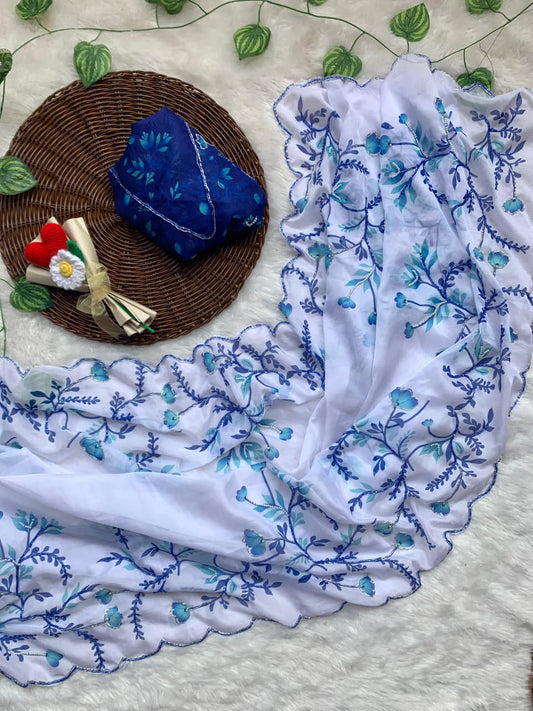 Radhika Teby Silk Floral Saree – Fresh Festive Arrival ❣️