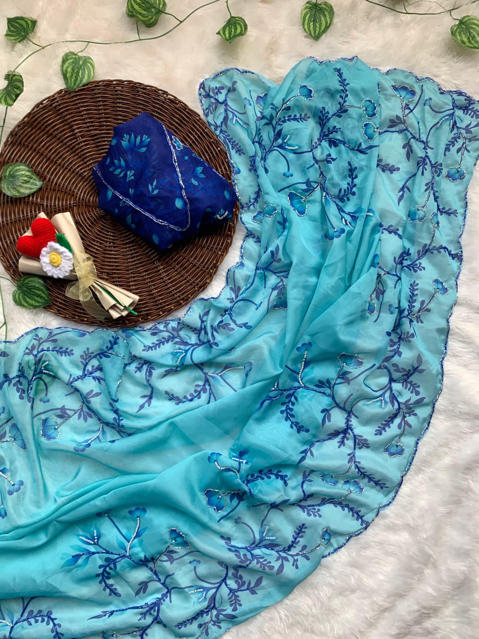 Radhika Teby Silk Floral Saree – Fresh Festive Arrival ❣️