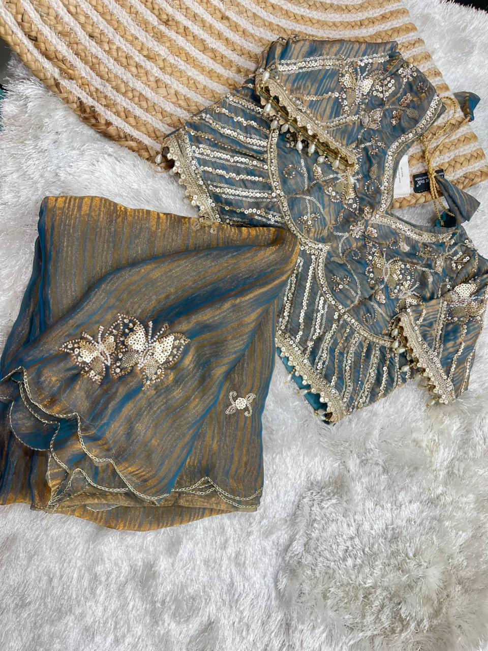 Fendy Satin Zari Designer Saree ✨