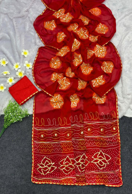 Golden Art Silk Bandhej Saree – Trending Collection ✨