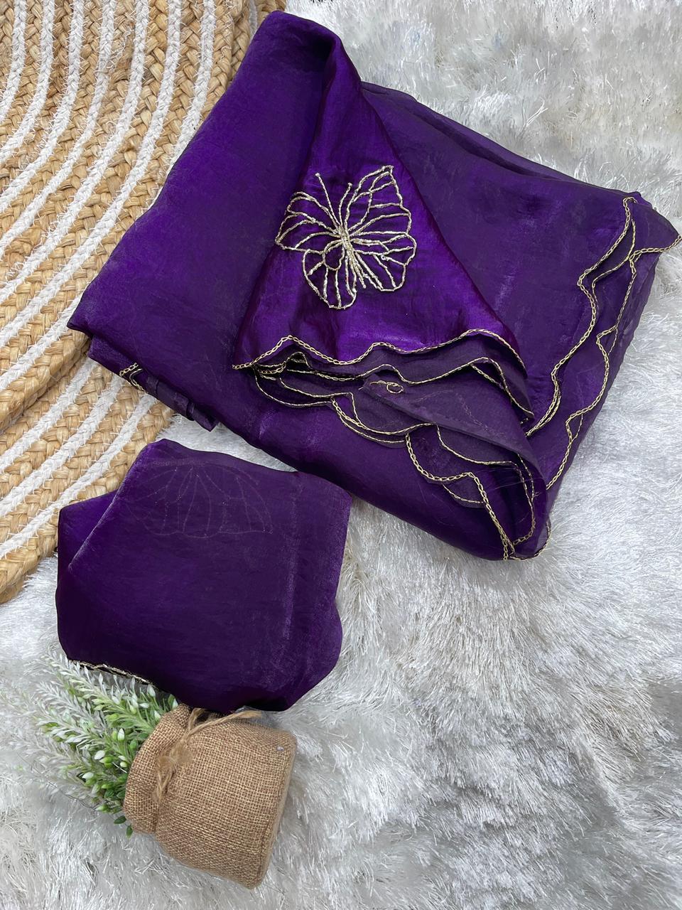 Fendy Satin Butterfly Butta Saree ✨