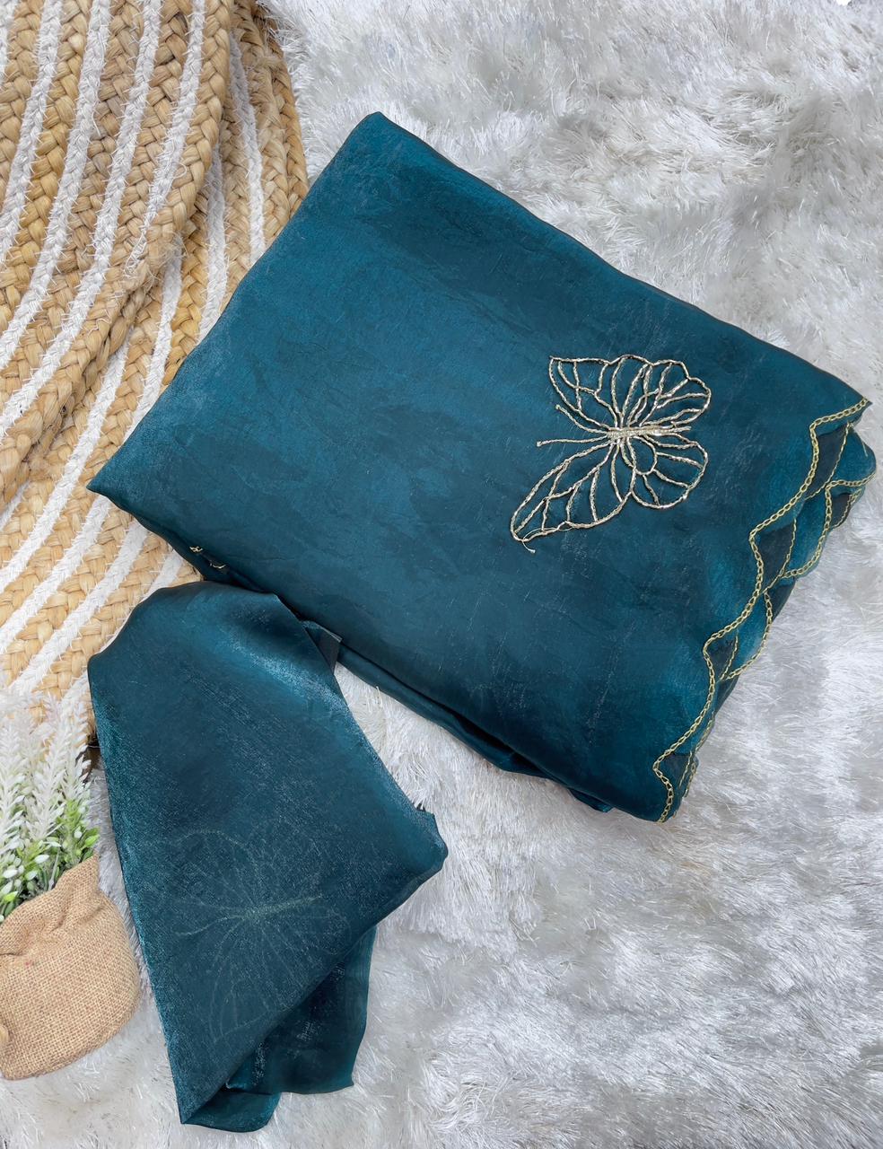 Fendy Satin Butterfly Butta Saree ✨