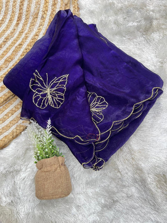 Fendy Satin Butterfly Butta Saree ✨