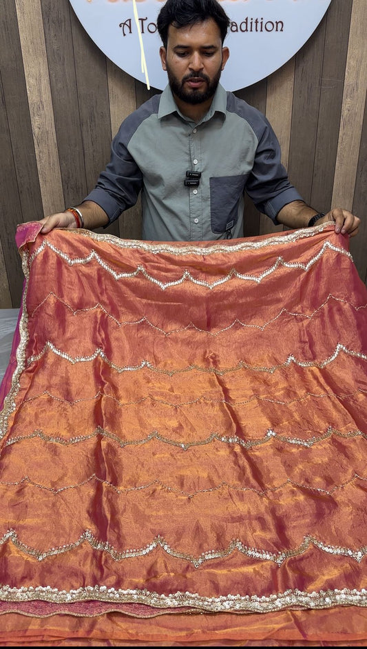 Royal Beads Cutdana Satin Saree ✨