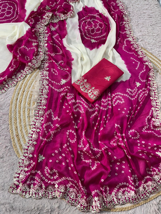 Bandhej Combo Georgette &amp; Moss Chiffon Saree ✨
